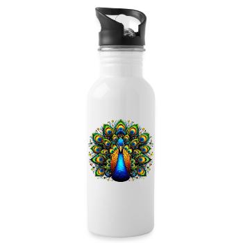Peacock - Water bottle with straw - white - Right