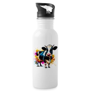 Vache - Gourde avec paille intégrée - blanc - Droite