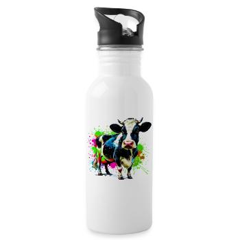 Vache - Gourde avec paille intégrée - blanc - Droite