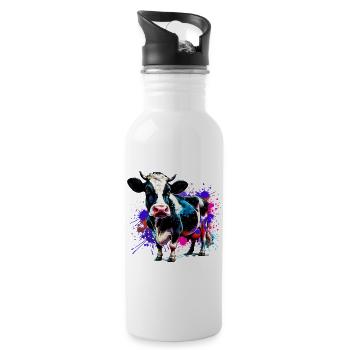 Vache - Gourde avec paille intégrée - blanc - Droite