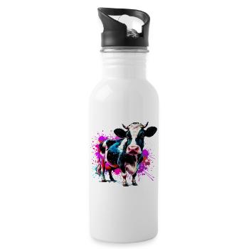 Vache - Gourde avec paille intégrée - blanc - Droite