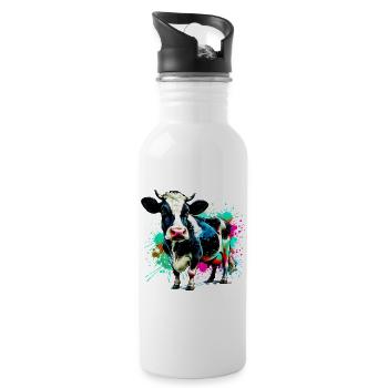 Vache - Gourde avec paille intégrée - blanc - Droite