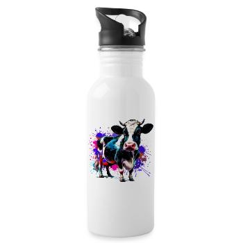Vache - Gourde avec paille intégrée - blanc - Droite