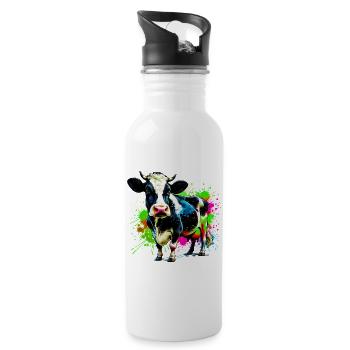 Vache - Gourde avec paille intégrée - blanc - Droite