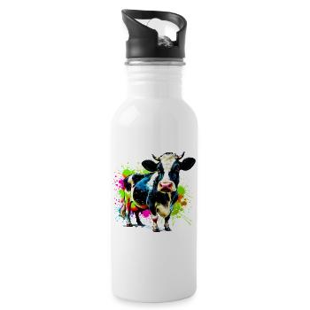 Vache - Gourde avec paille intégrée - blanc - Droite