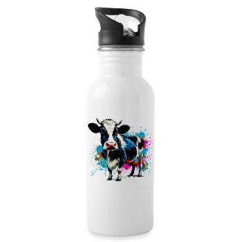 Vache - Gourde avec paille intégrée - blanc - Droite