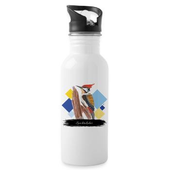 JvG Specht "Spechtakulär" - Trinkflasche mit integriertem Trinkhalm - Weiß - Rechts