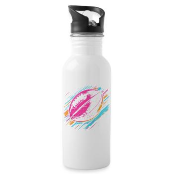 Football Ball Graffiti - Water bottle with straw - white - Right