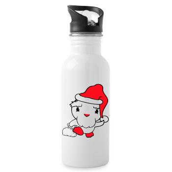 Ente Weihnachtsmann Geschenke Weihnachten Nikolaus - Trinkflasche mit integriertem Trinkhalm - Weiß - Rechts