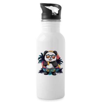 Panda Beer Bear Alcohol Party Summer Funny - Water bottle with straw - white - Right