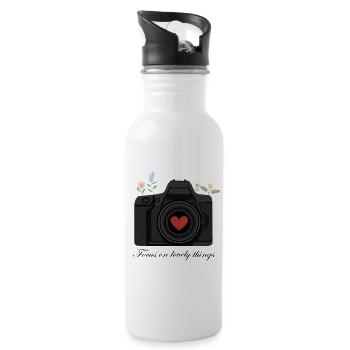 Camera Love – Design for Photography Lovers - Water bottle with straw - white - Right