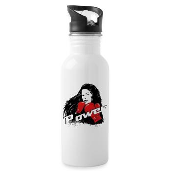 Boxer with power lettering – strong female motif - Water bottle with straw - white - Right