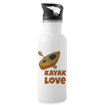 kayak love - Water bottle with straw - white - Right