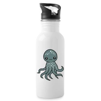 Octopus, Octopus, Octopus, Squid, Cephalopod, Cute, Cute - Water bottle with straw - white - Right