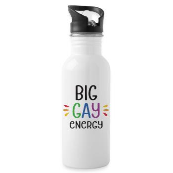LGBTQ Pride Month - Big Gay Energy - Water bottle with straw - white - Right
