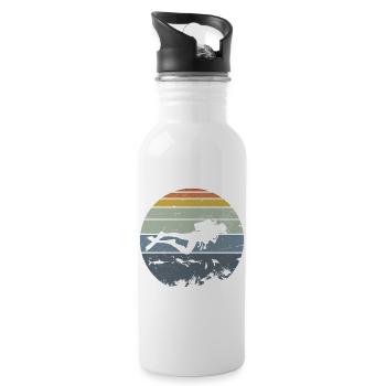 Unterwassertaucher Silhouette Szene - Trinkflasche mit integriertem Trinkhalm - Weiß - Rechts