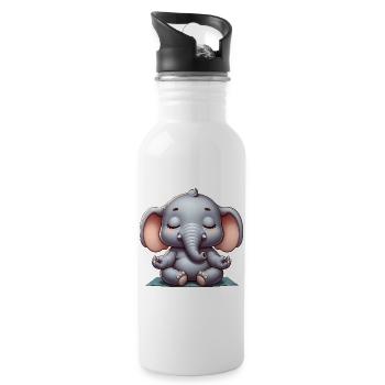 Cute Elephant Yoga Meditation Relaxation Peace - Water bottle with straw - white - Right