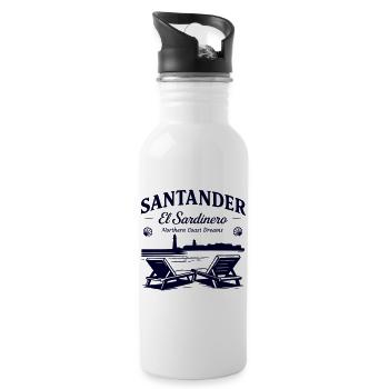 Santander El Sardinero Strand - Traum an der Nordküste - Trinkflasche mit integriertem Trinkhalm - Weiß - Rechts
