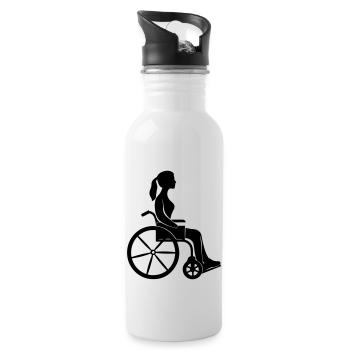 Wheelchair Woman - Water bottle with straw - white - Right