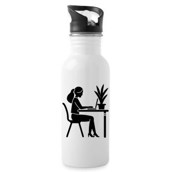 Learning, Studying, Working - Water bottle with straw - white - Right