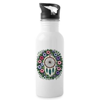 Boho Dreamcatcher Magic - Water bottle with straw - white - Right