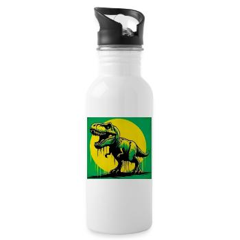 Dinosaurier - Trinkflasche mit integriertem Trinkhalm - Weiß - Rechts