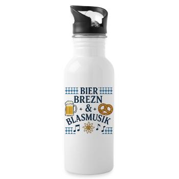 Beer, pretzels and brass band music - Water bottle with straw - white - Right