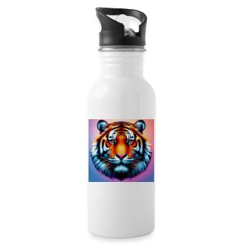 tigre - Gourde avec paille intégrée - blanc - Droite