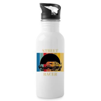Vintage Racing Car Street Art Design - Water bottle with straw - white - Right