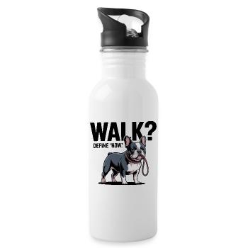 French Bulldog Walk Time - Water bottle with straw - white - Right