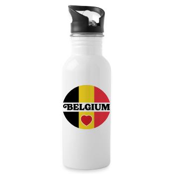 Design Belgium Cœurs Équilibrés - Gourde avec paille intégrée - blanc - Droite