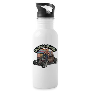 Nostalgischer Cruising-Moment Vintage Design - Trinkflasche mit integriertem Trinkhalm - Weiß - Rechts