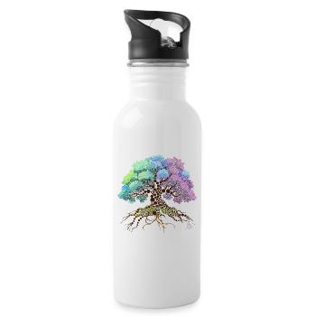 Lebensbaum - Trinkflasche mit integriertem Trinkhalm - Weiß - Rechts