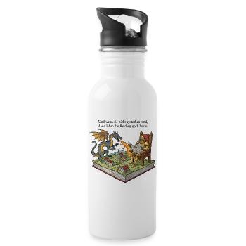Die Reichen leben noch heute - Trinkflasche mit integriertem Trinkhalm - Weiß - Rechts