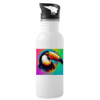 toucan - Water bottle with straw - white - Right