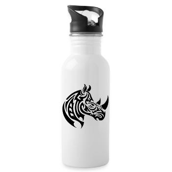 Rhino Tribal - Water bottle with straw - white - Right