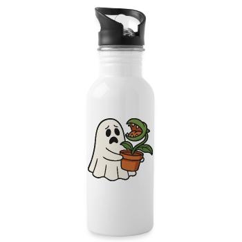 Fantôme mignon avec une plante carnivore - Gourde avec paille intégrée - blanc - Droite