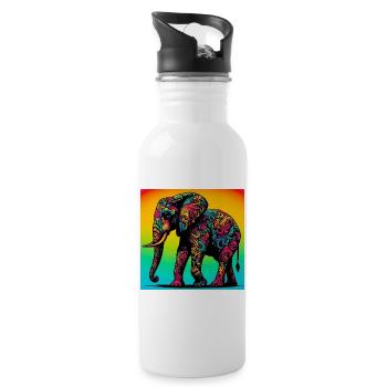 Elefant - Trinkflasche mit integriertem Trinkhalm - Weiß - Rechts