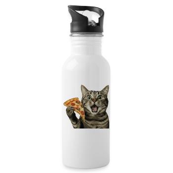 Pizza cat - Water bottle with straw - white - Right