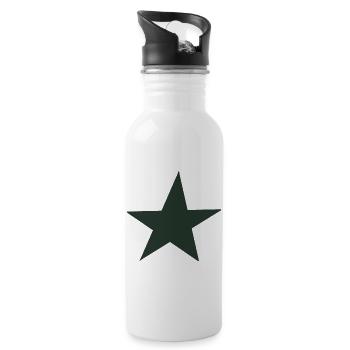 green star pattern in retro style - Water bottle with straw - white - Right