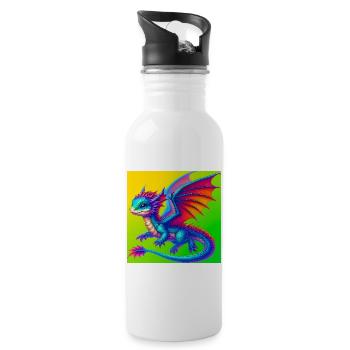 dragon - Water bottle with straw - white - Right