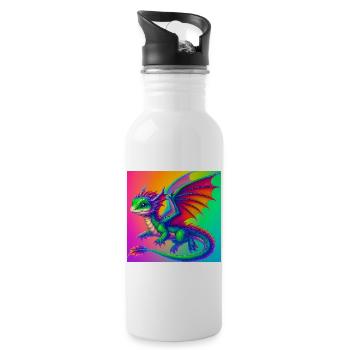 dragon - Water bottle with straw - white - Right