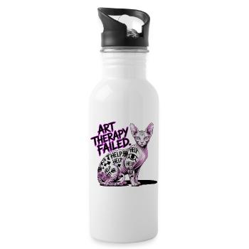 Cat Art Therapy Fail - Water bottle with straw - white - Right