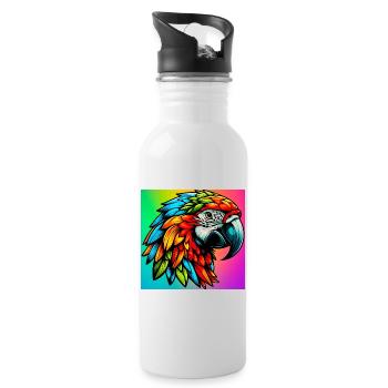 Papagei - Trinkflasche mit integriertem Trinkhalm - Weiß - Rechts