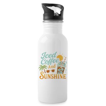 Eiskaffee und Sonnenschein - Trinkflasche mit integriertem Trinkhalm - Weiß - Rechts