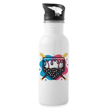 Baseball Home Plate Donut Mit Streuseln - Trinkflasche mit integriertem Trinkhalm - Weiß - Rechts