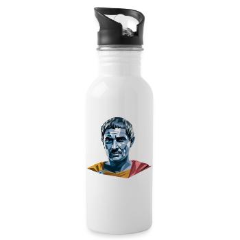 Caesar - Cooles Geschichtslogo - Trinkflasche mit integriertem Trinkhalm - Weiß - Rechts