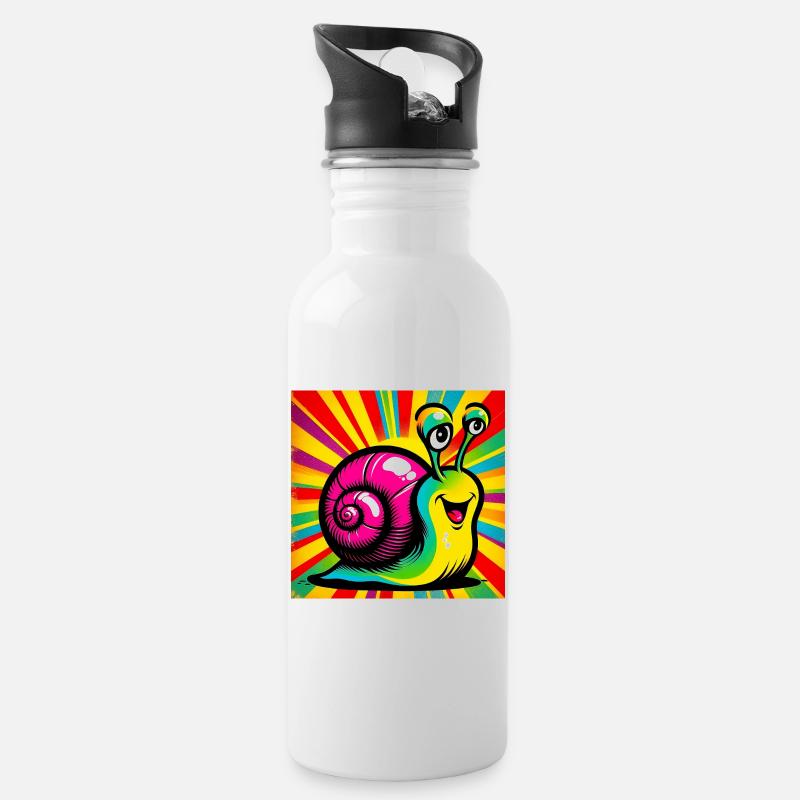 Schnecke - Trinkflasche mit integriertem Trinkhalm - Weiß