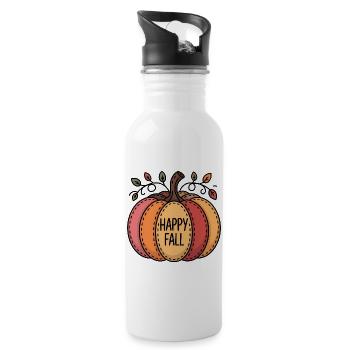 Champ de citrouilles d’automne heureux - Gourde avec paille intégrée - blanc - Droite