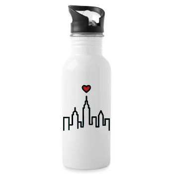 Urban heart on skyline - Water bottle with straw - white - Right